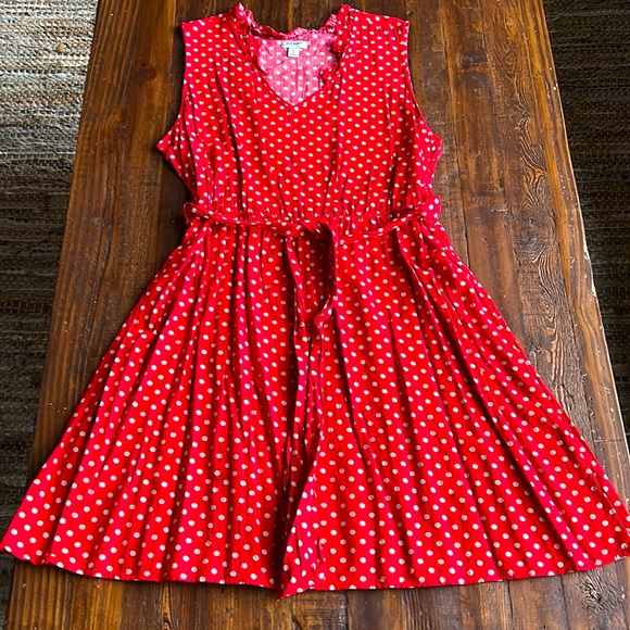 Old Navy Dresses & Skirts - Old Navy XXL Red & Tan Polka Dot Dress